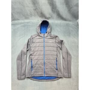 LL Bean Pimaloft Mountain Pro Quilted Hoodie Jacket Mens M Gray Full Zip